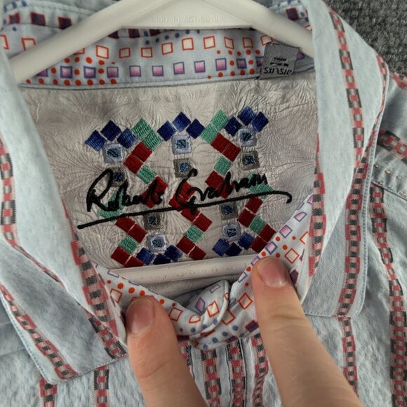 Robert Graham Button Up Shirt Cotton Striped Colorful 2XL Red Blue Woven Spread - Picture 9 of 16